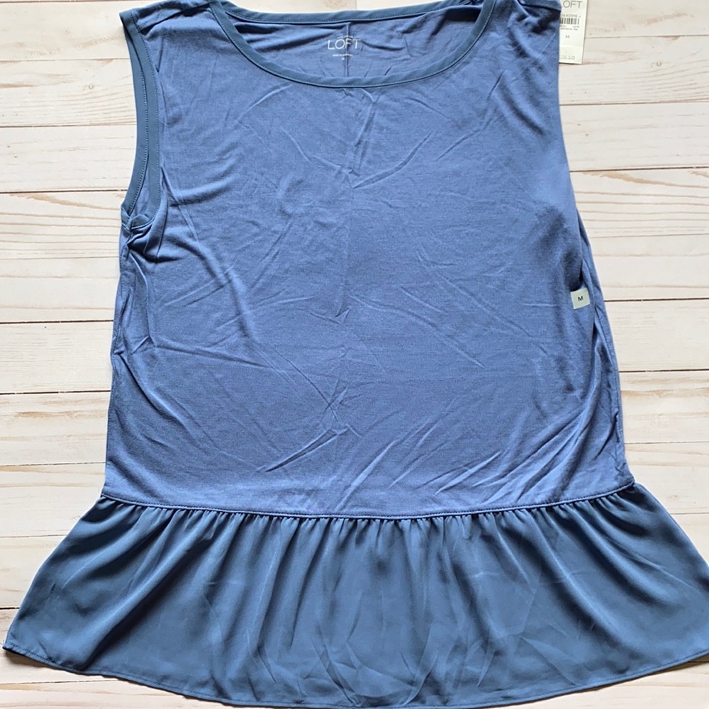 Loft Blue Peplum Sleeveless Top NWT